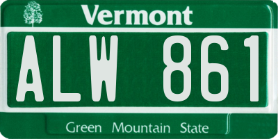 VT license plate ALW861
