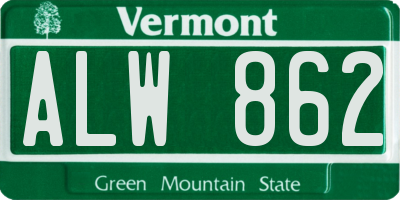 VT license plate ALW862