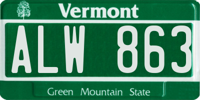 VT license plate ALW863
