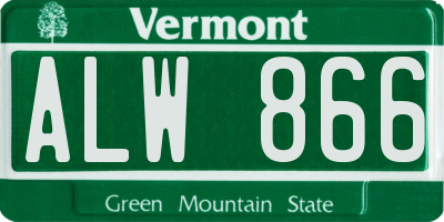 VT license plate ALW866