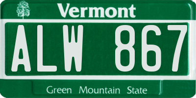 VT license plate ALW867