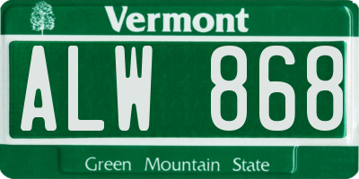 VT license plate ALW868