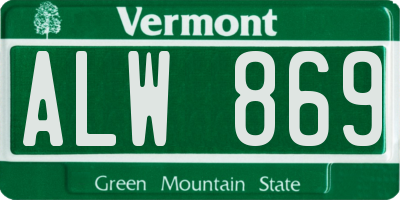 VT license plate ALW869