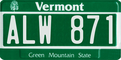 VT license plate ALW871