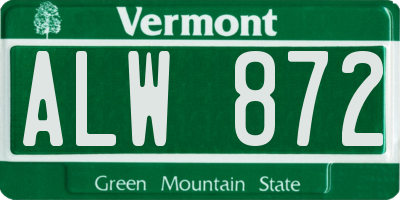 VT license plate ALW872