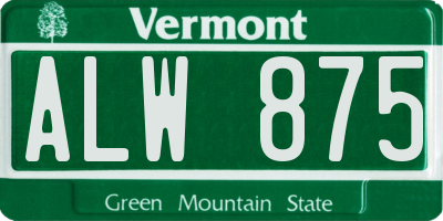 VT license plate ALW875