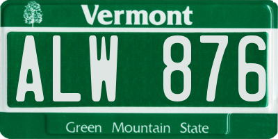 VT license plate ALW876