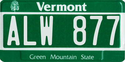 VT license plate ALW877