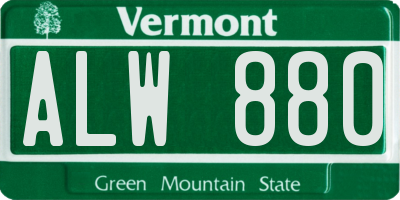 VT license plate ALW880