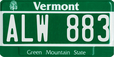 VT license plate ALW883