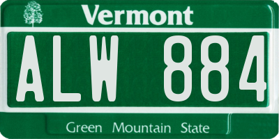 VT license plate ALW884