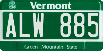 VT license plate ALW885