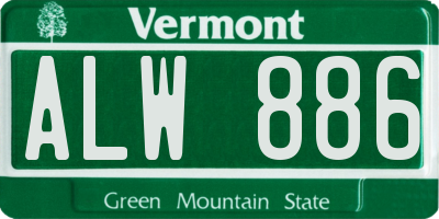 VT license plate ALW886
