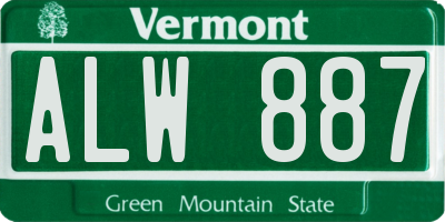 VT license plate ALW887