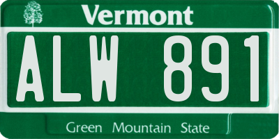VT license plate ALW891