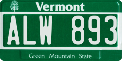 VT license plate ALW893