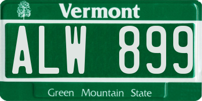 VT license plate ALW899