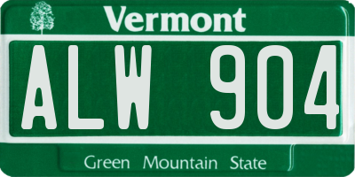 VT license plate ALW904