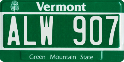 VT license plate ALW907