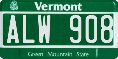 VT license plate ALW908