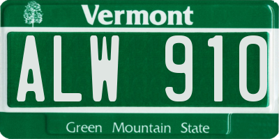 VT license plate ALW910