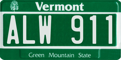 VT license plate ALW911