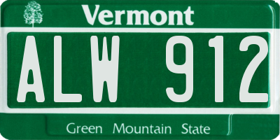 VT license plate ALW912
