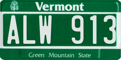 VT license plate ALW913