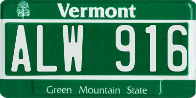 VT license plate ALW916