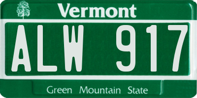 VT license plate ALW917