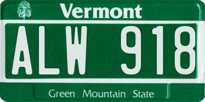 VT license plate ALW918