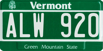 VT license plate ALW920
