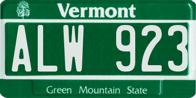 VT license plate ALW923