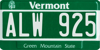 VT license plate ALW925