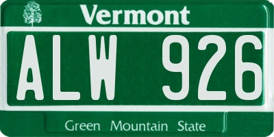 VT license plate ALW926