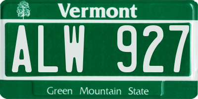 VT license plate ALW927