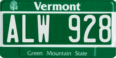 VT license plate ALW928