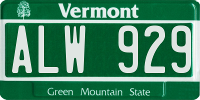 VT license plate ALW929