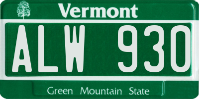 VT license plate ALW930