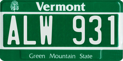 VT license plate ALW931