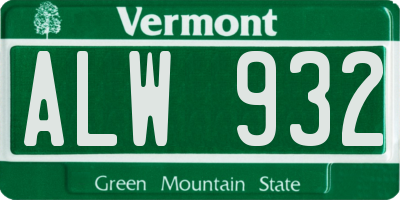 VT license plate ALW932
