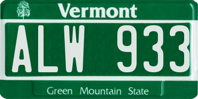 VT license plate ALW933