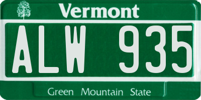 VT license plate ALW935