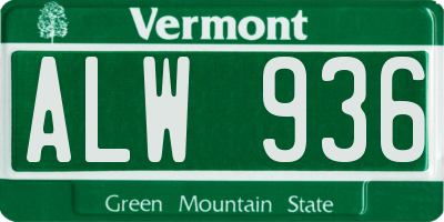 VT license plate ALW936