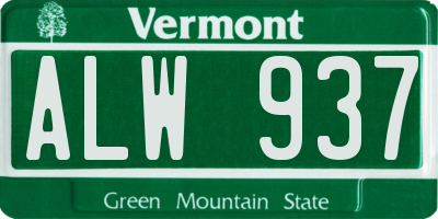 VT license plate ALW937