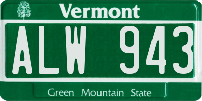 VT license plate ALW943