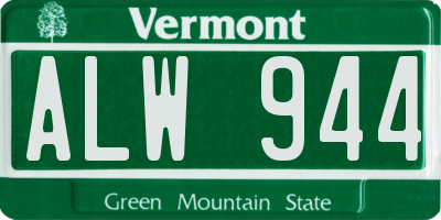 VT license plate ALW944