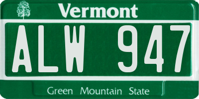 VT license plate ALW947
