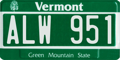 VT license plate ALW951
