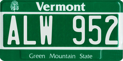 VT license plate ALW952